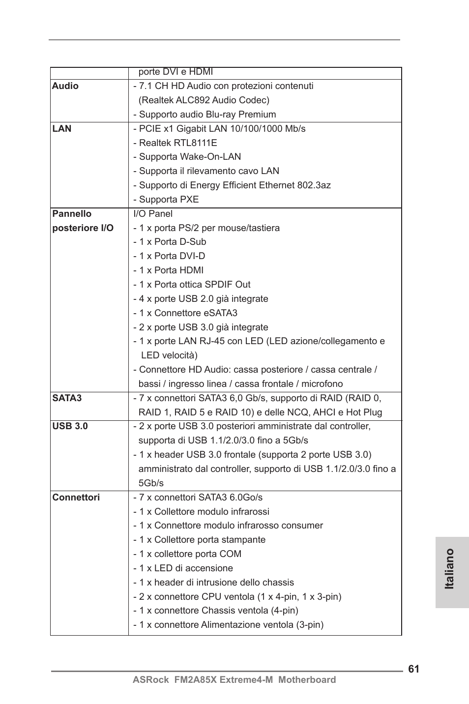 Italiano | ASRock FM2A85X Extreme4-M User Manual | Page 61 / 176
