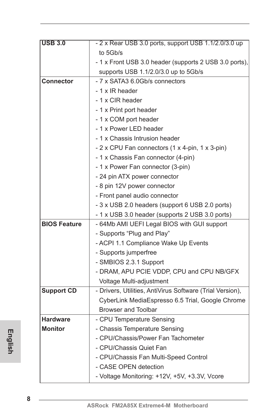 ASRock FM2A85X Extreme4-M User Manual | Page 8 / 176