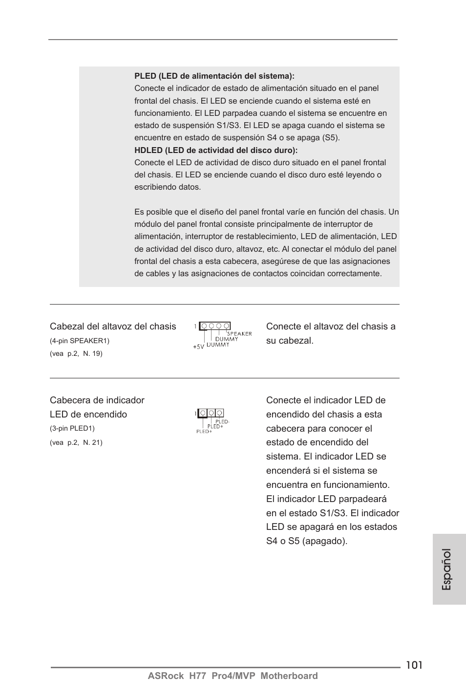 Español | ASRock H77 Pro4__MVP User Manual | Page 101 / 208