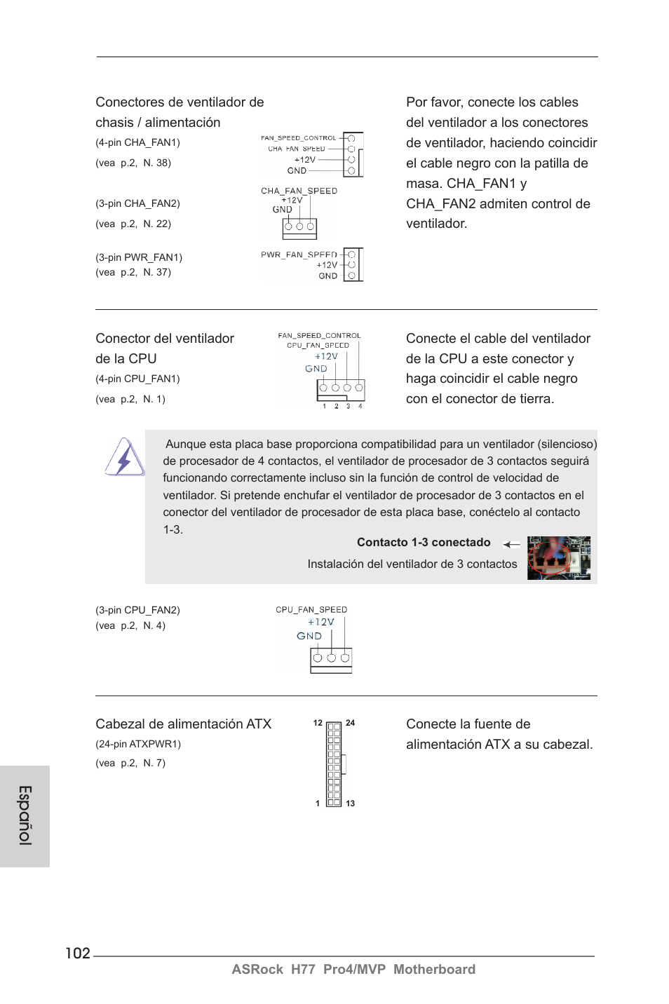 Español | ASRock H77 Pro4__MVP User Manual | Page 102 / 208