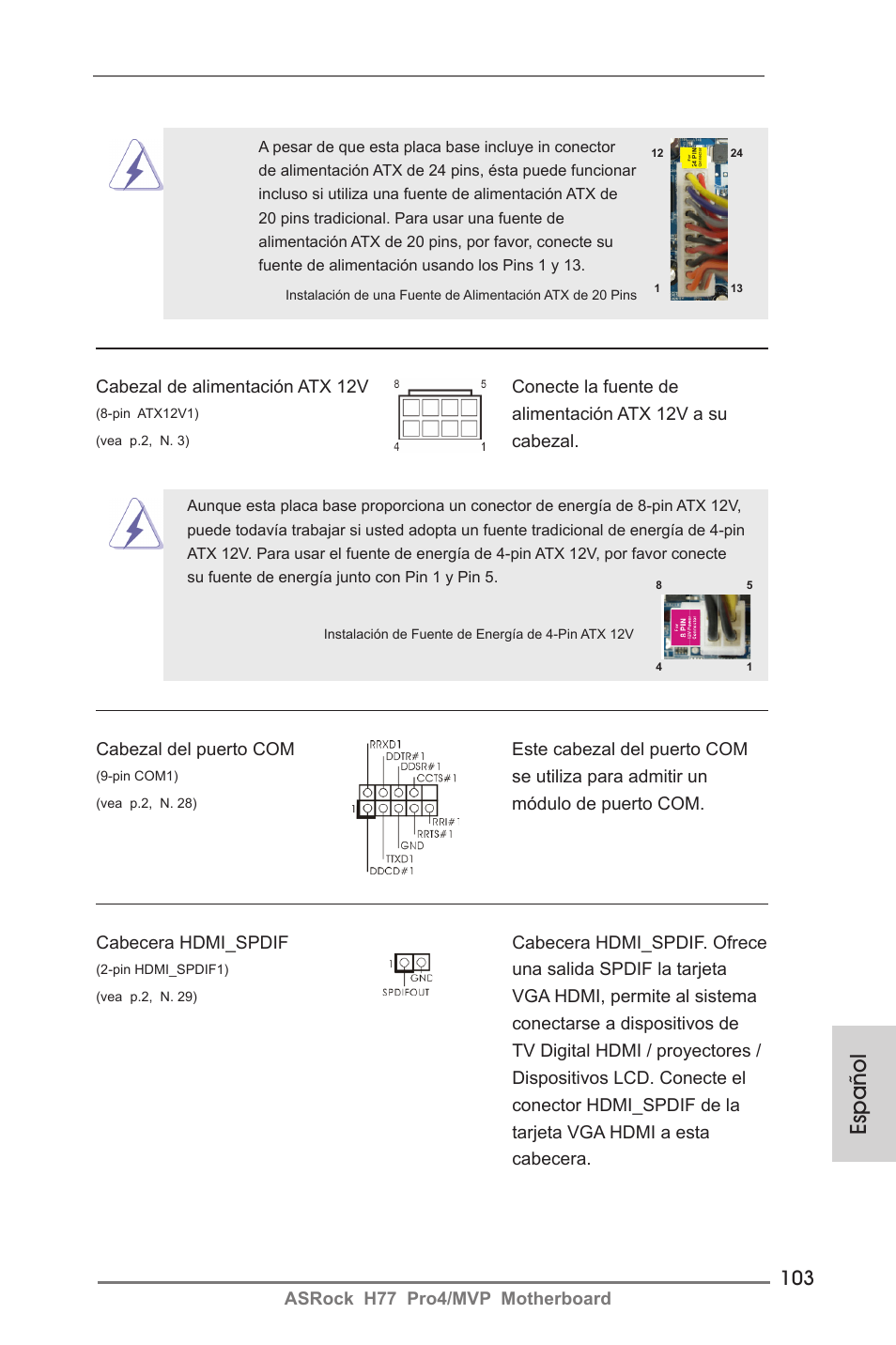 Español | ASRock H77 Pro4__MVP User Manual | Page 103 / 208