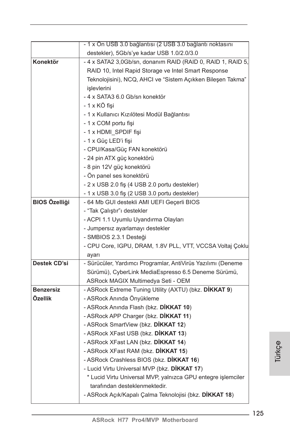 Türkçe | ASRock H77 Pro4__MVP User Manual | Page 125 / 208