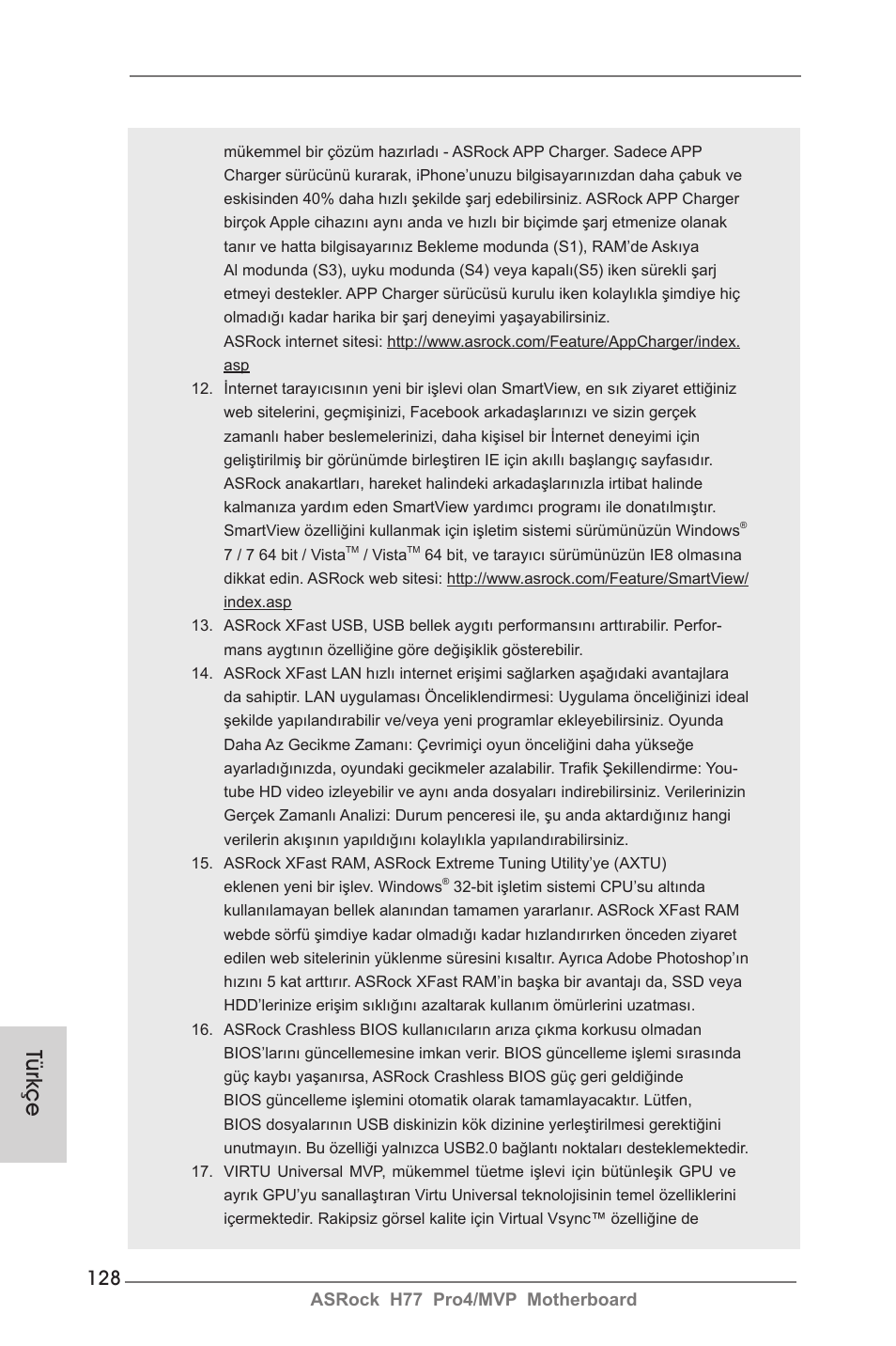 Türkçe | ASRock H77 Pro4__MVP User Manual | Page 128 / 208