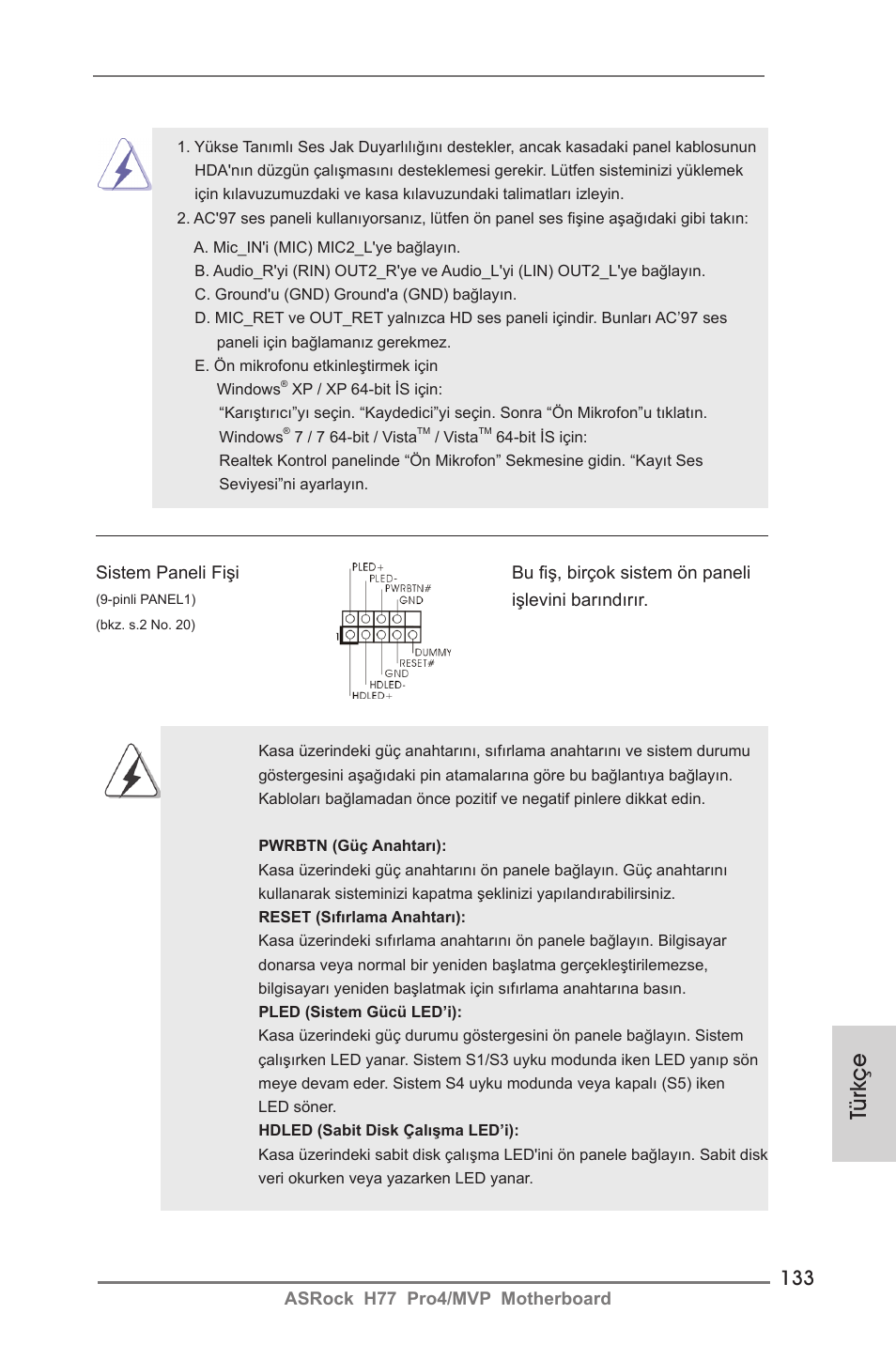 Türkçe | ASRock H77 Pro4__MVP User Manual | Page 133 / 208