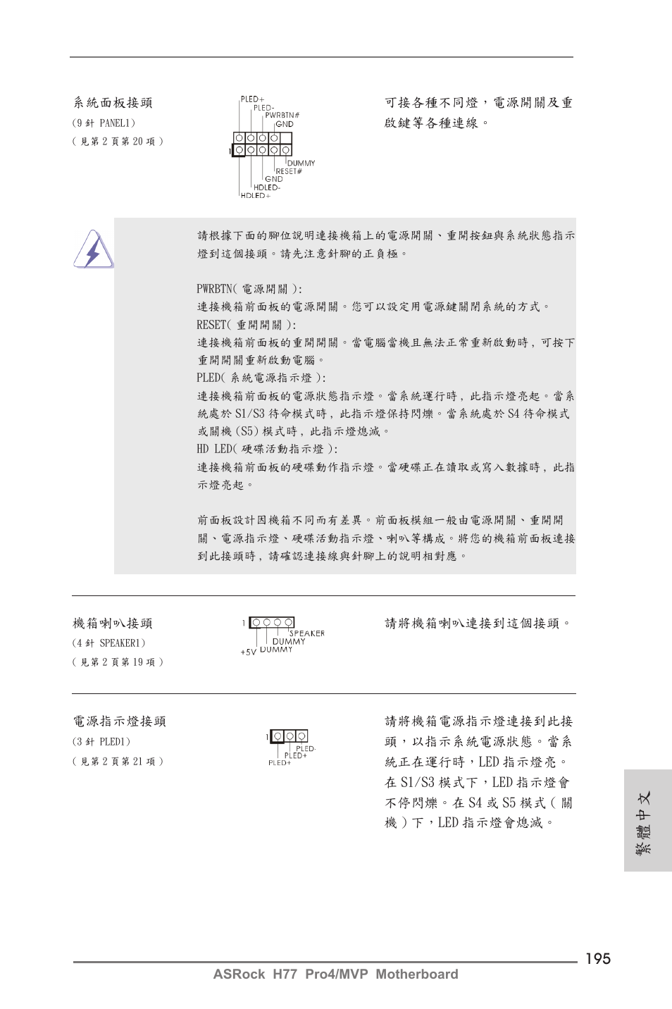 繁體中文 | ASRock H77 Pro4__MVP User Manual | Page 195 / 208