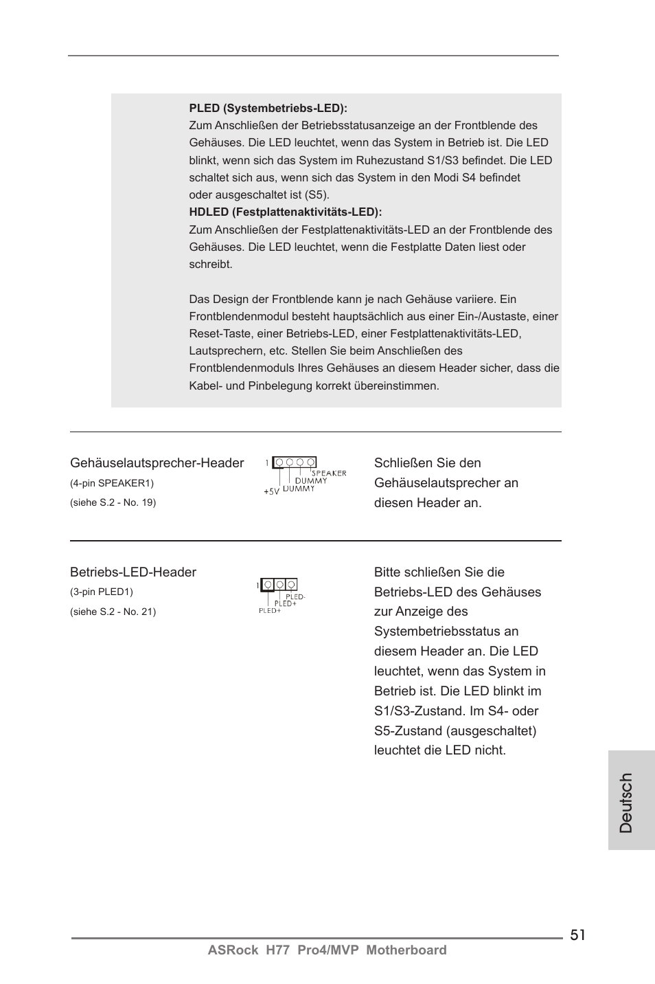 Deutsch | ASRock H77 Pro4__MVP User Manual | Page 51 / 208