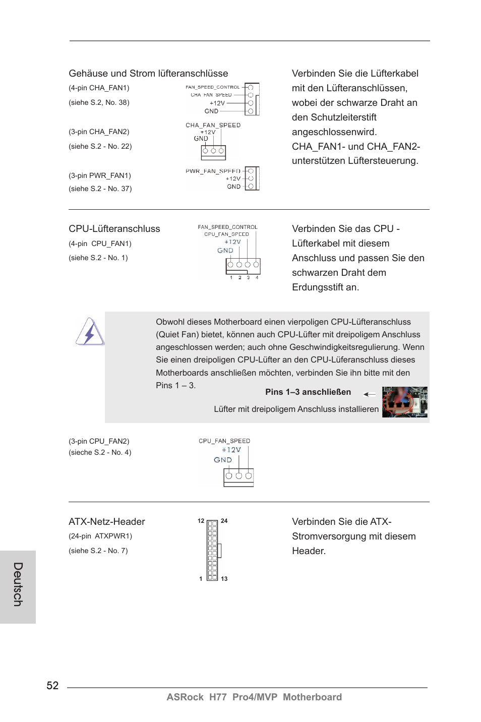Deutsch | ASRock H77 Pro4__MVP User Manual | Page 52 / 208
