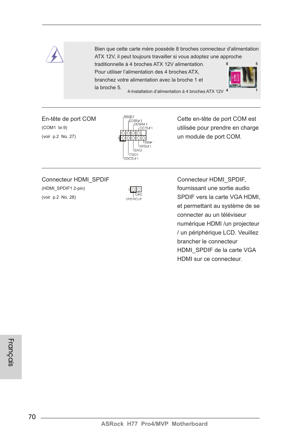 Français | ASRock H77 Pro4__MVP User Manual | Page 70 / 208