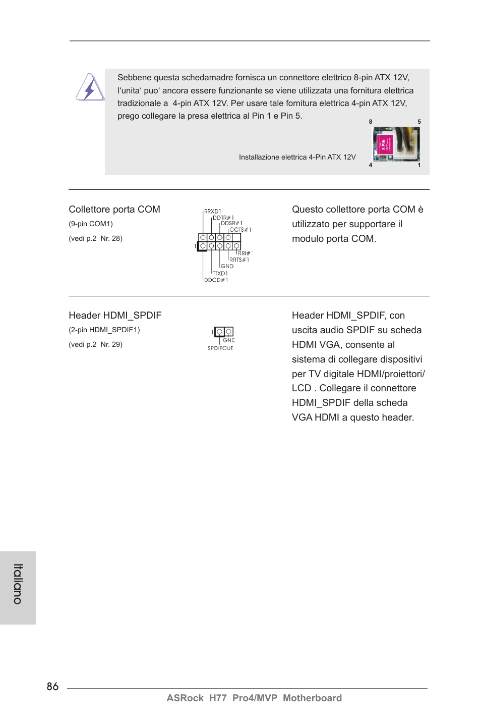 Italiano | ASRock H77 Pro4__MVP User Manual | Page 86 / 208