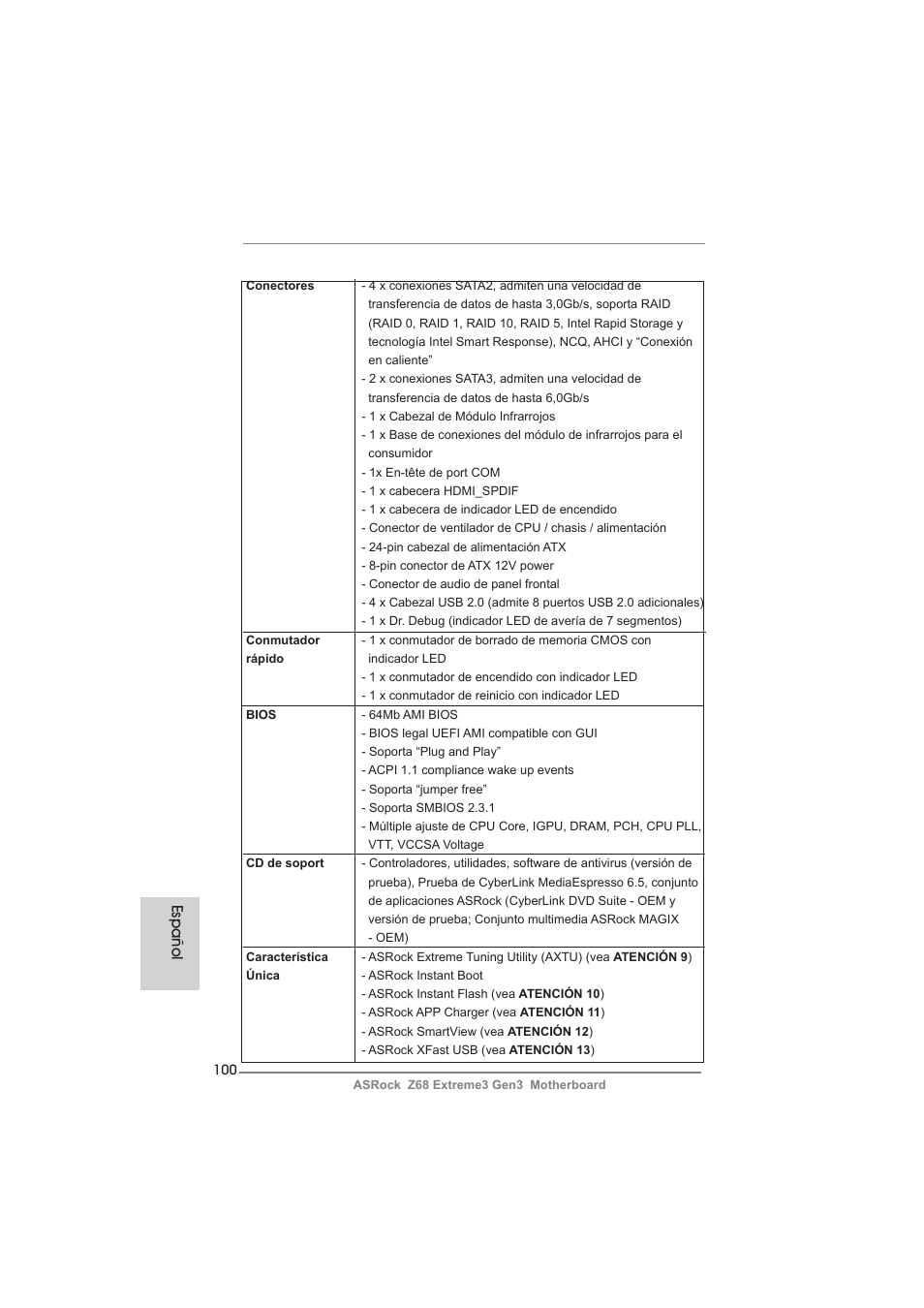 Español | ASRock Z68 Extreme3 Gen3 User Manual | Page 100 / 217