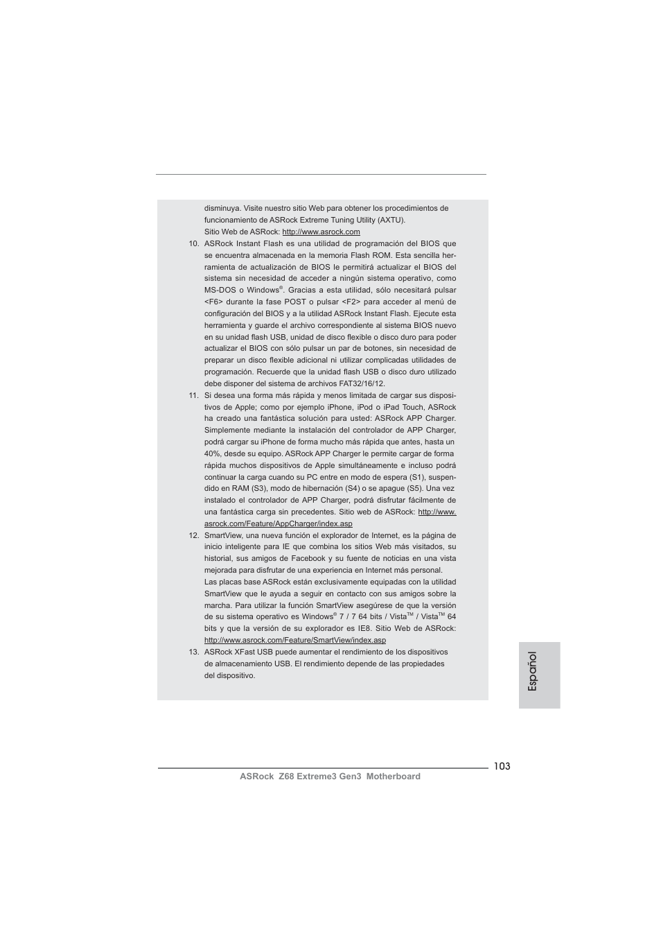 Español | ASRock Z68 Extreme3 Gen3 User Manual | Page 103 / 217