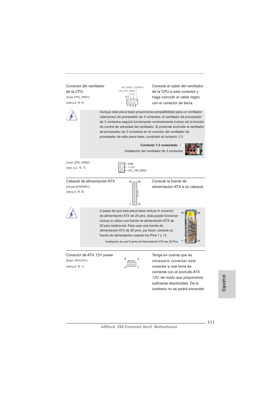 Español | ASRock Z68 Extreme3 Gen3 User Manual | Page 111 / 217