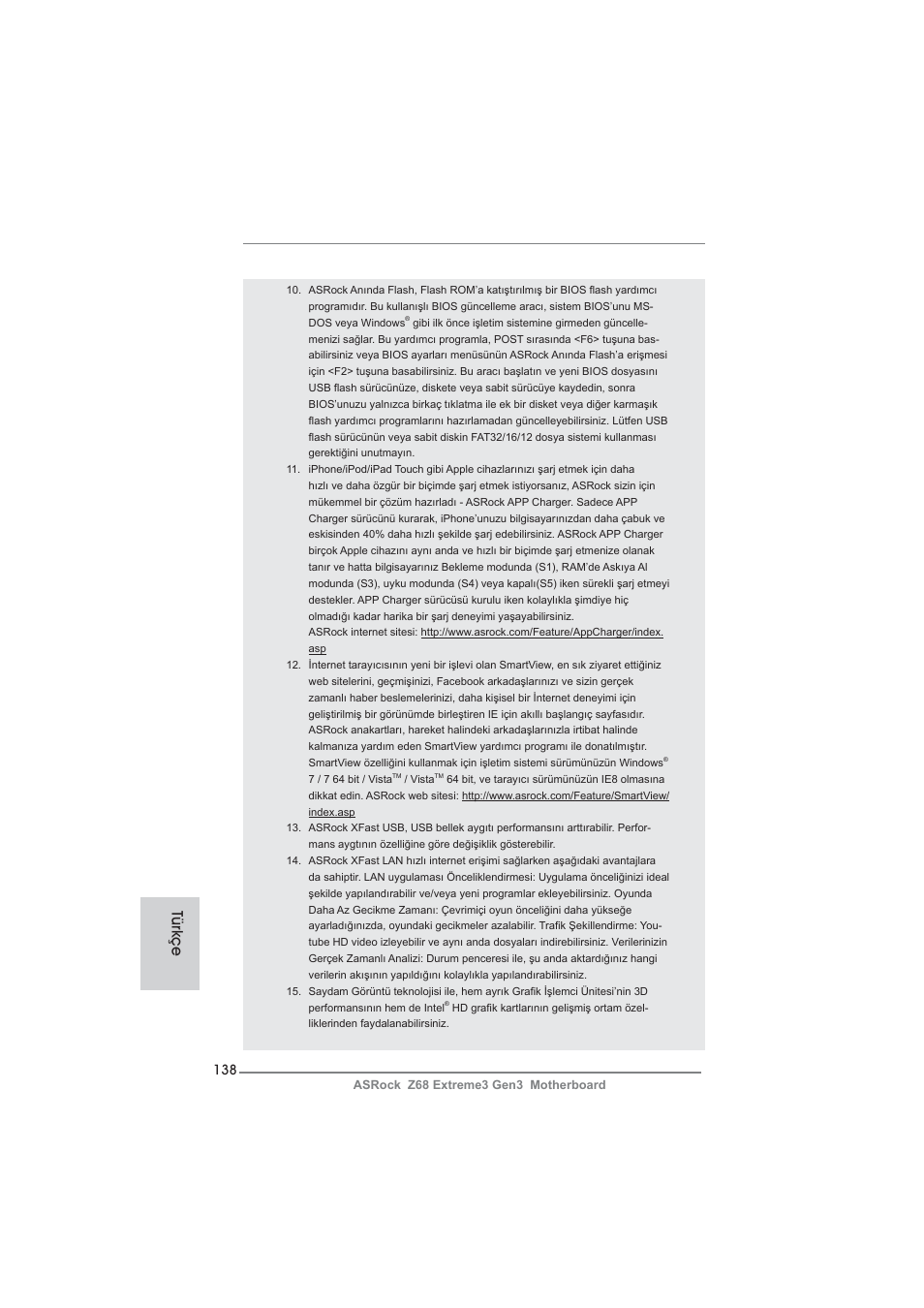 Türkçe | ASRock Z68 Extreme3 Gen3 User Manual | Page 138 / 217