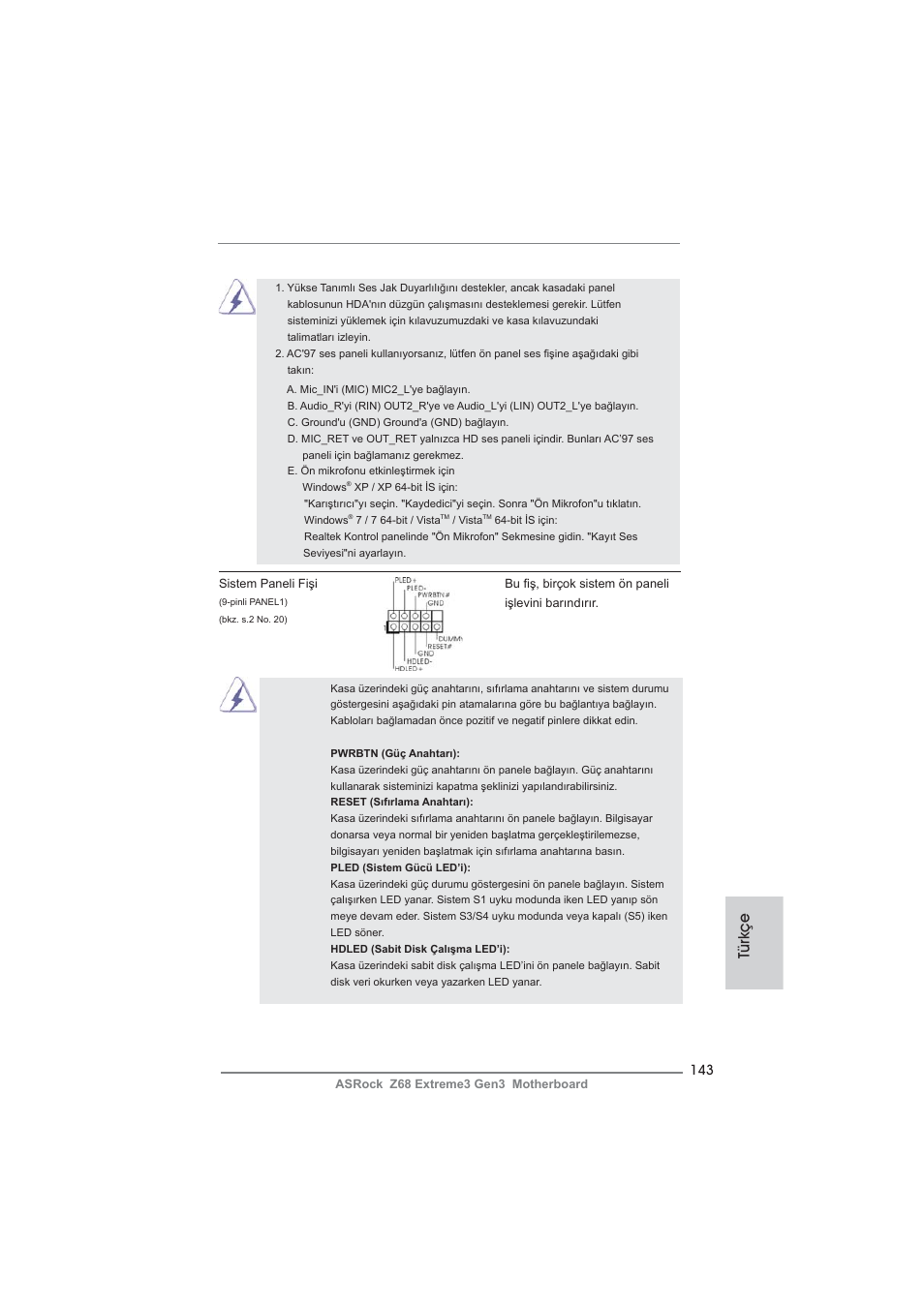 Türkçe | ASRock Z68 Extreme3 Gen3 User Manual | Page 143 / 217