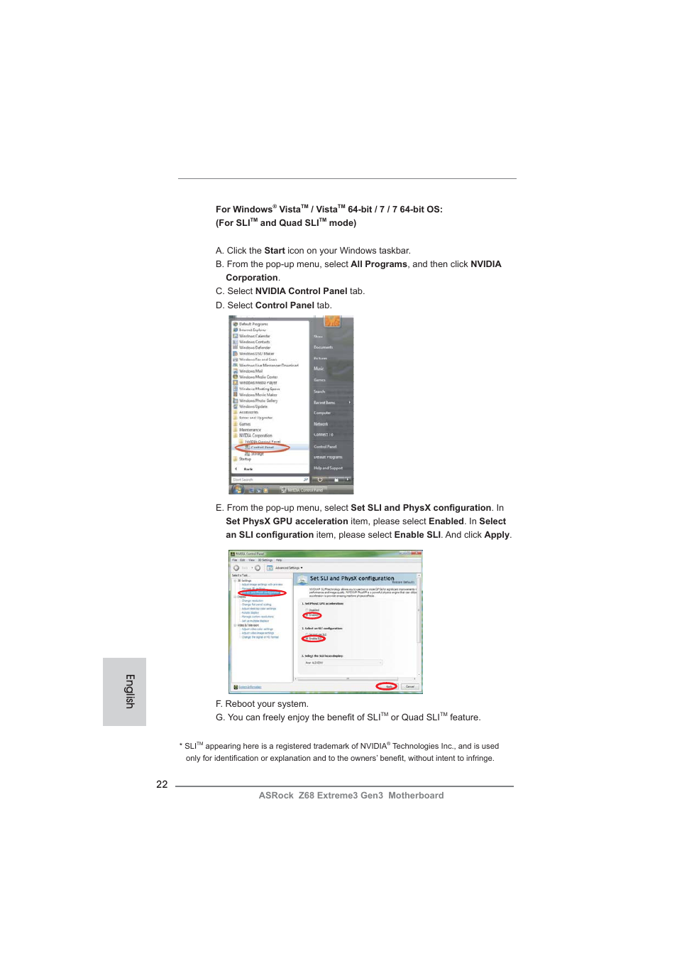 English | ASRock Z68 Extreme3 Gen3 User Manual | Page 22 / 217