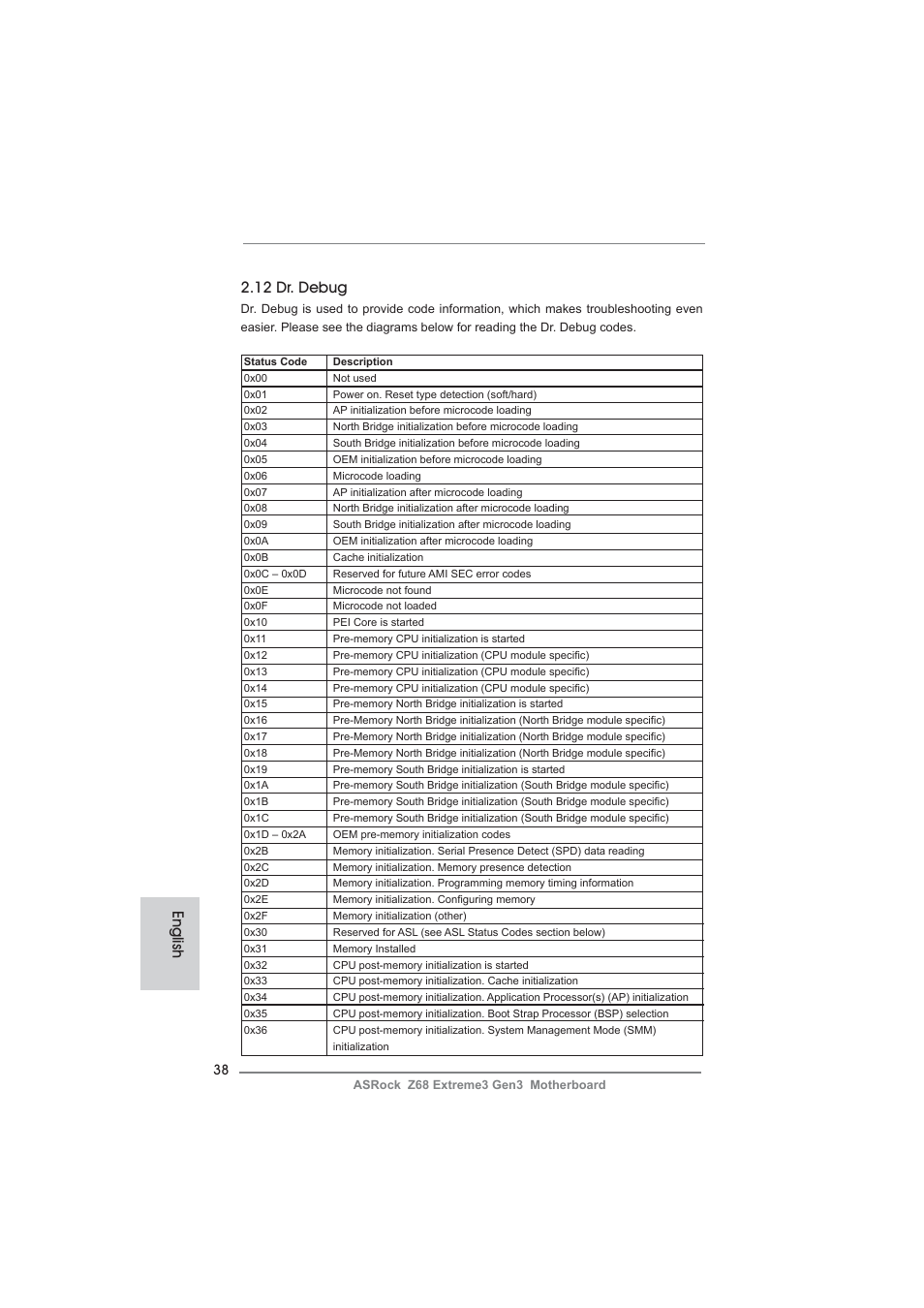 English 2.12 dr. debug | ASRock Z68 Extreme3 Gen3 User Manual | Page 38 / 217
