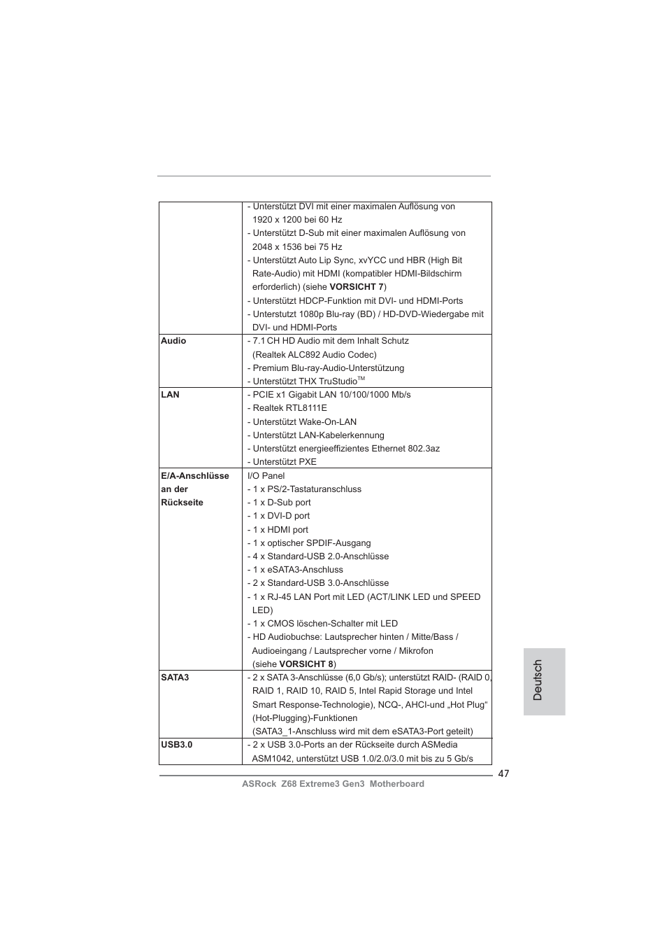 Deutsch | ASRock Z68 Extreme3 Gen3 User Manual | Page 47 / 217