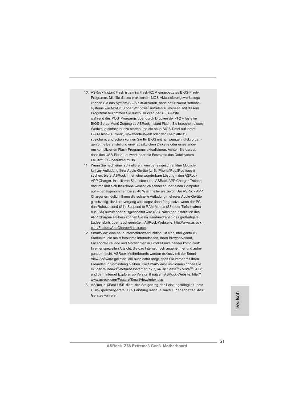 Deutsch | ASRock Z68 Extreme3 Gen3 User Manual | Page 51 / 217