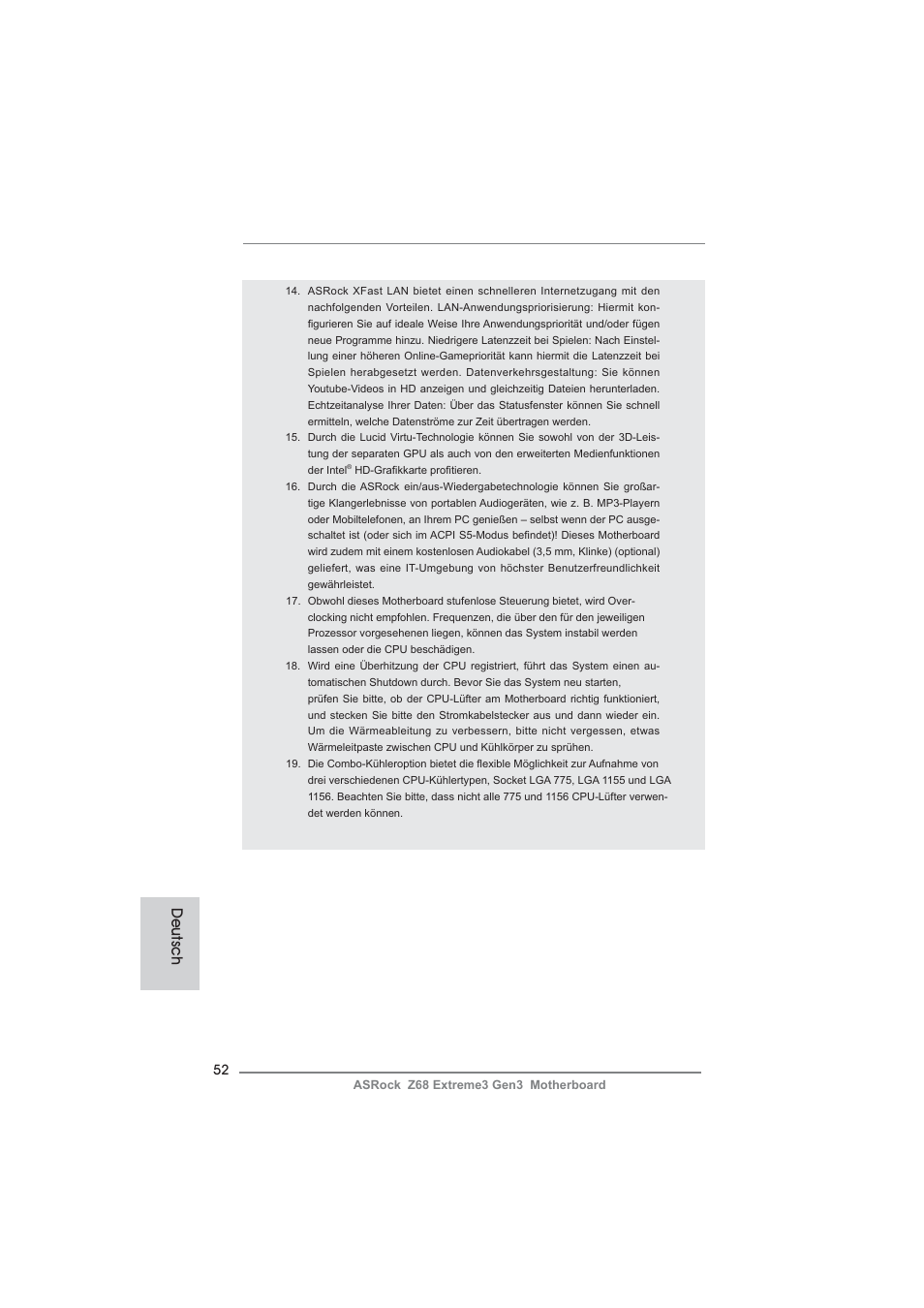 Deutsch | ASRock Z68 Extreme3 Gen3 User Manual | Page 52 / 217