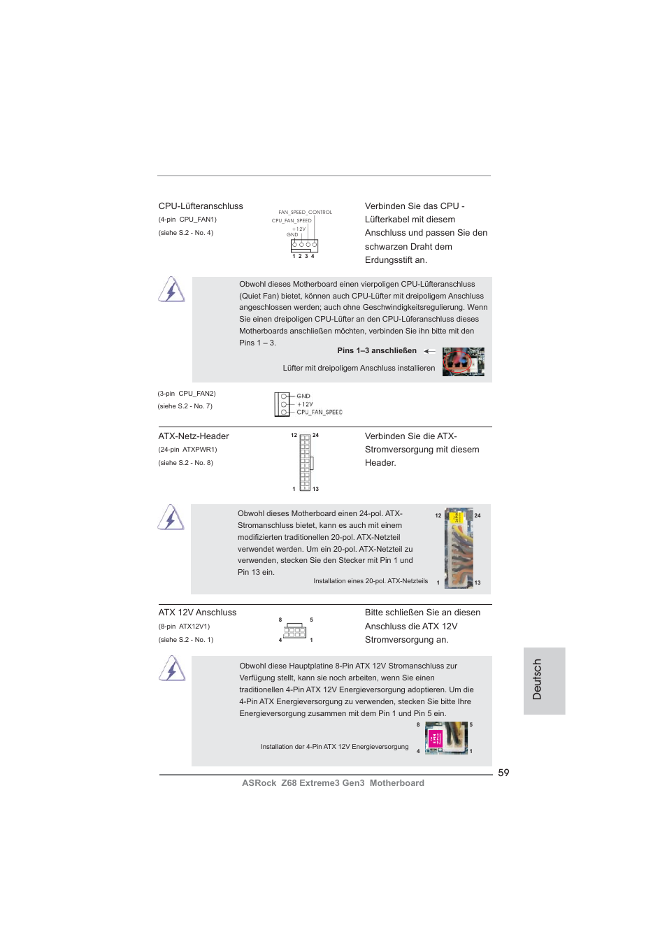 Deutsch | ASRock Z68 Extreme3 Gen3 User Manual | Page 59 / 217