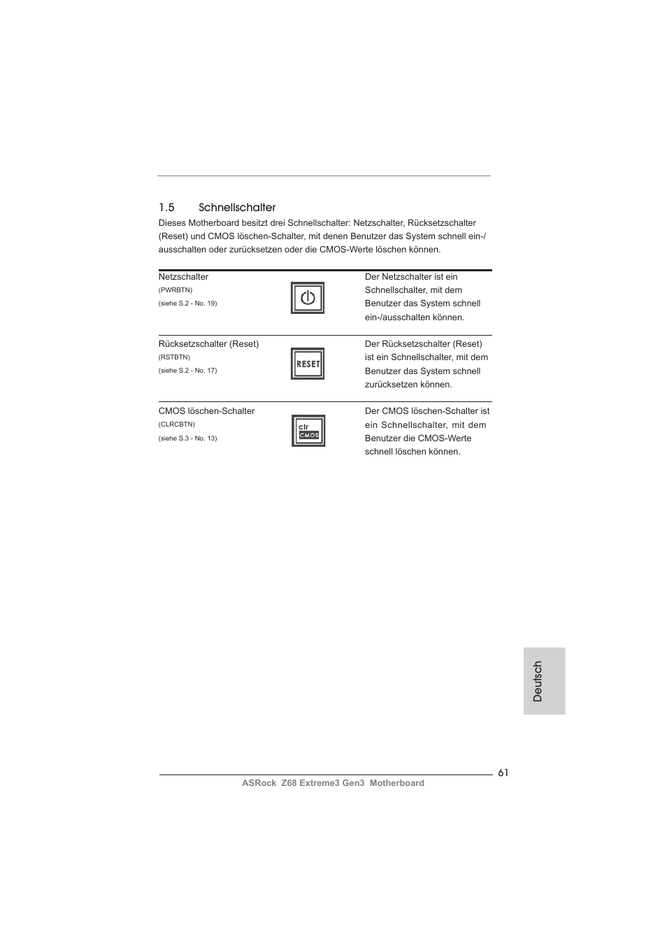 Deutsch 1.5 schnellschalter | ASRock Z68 Extreme3 Gen3 User Manual | Page 61 / 217