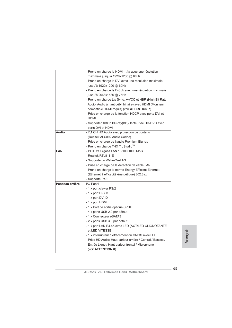 Français | ASRock Z68 Extreme3 Gen3 User Manual | Page 65 / 217