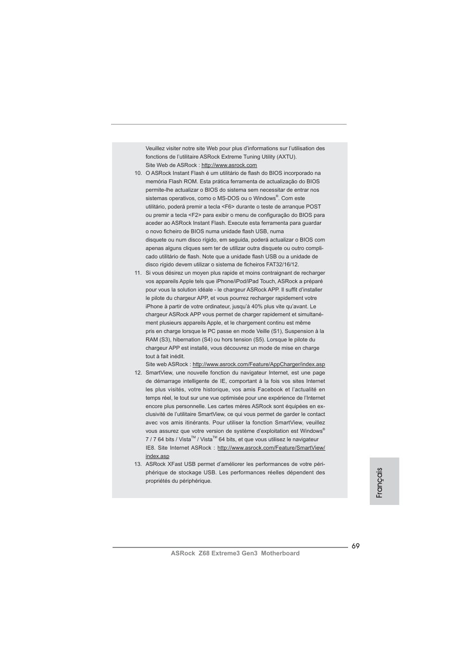Français | ASRock Z68 Extreme3 Gen3 User Manual | Page 69 / 217