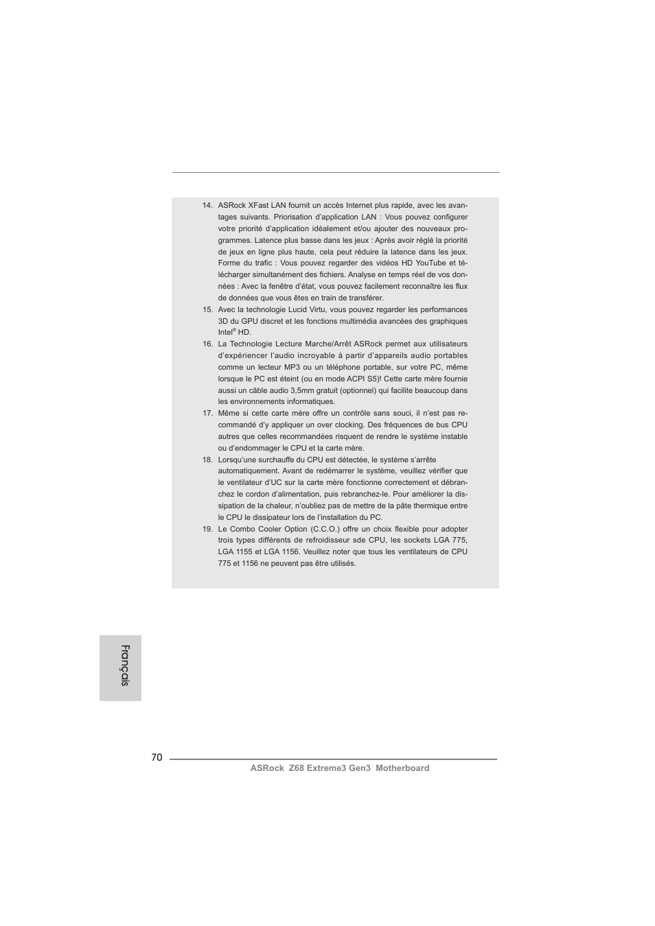 Français | ASRock Z68 Extreme3 Gen3 User Manual | Page 70 / 217