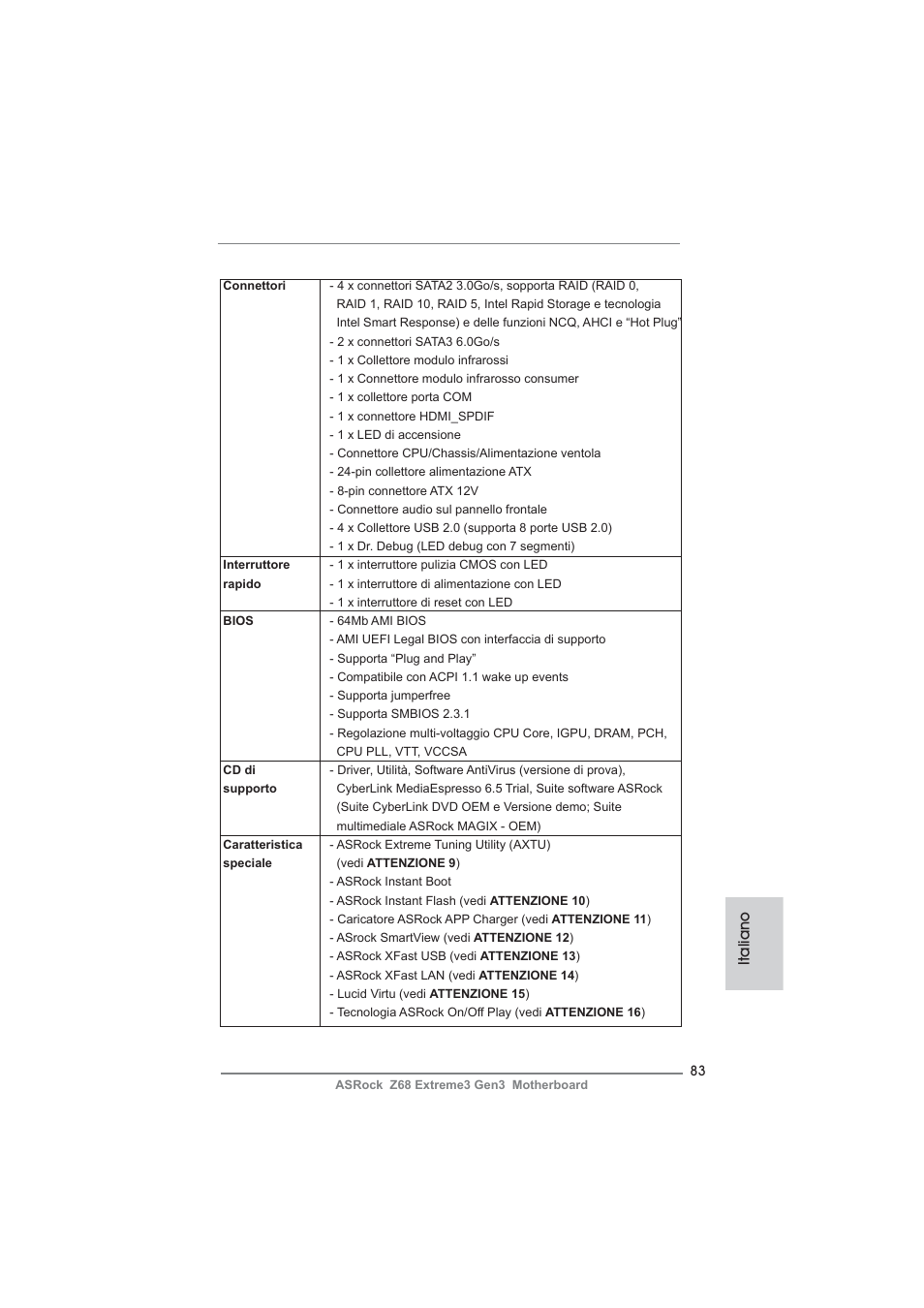 Italiano | ASRock Z68 Extreme3 Gen3 User Manual | Page 83 / 217