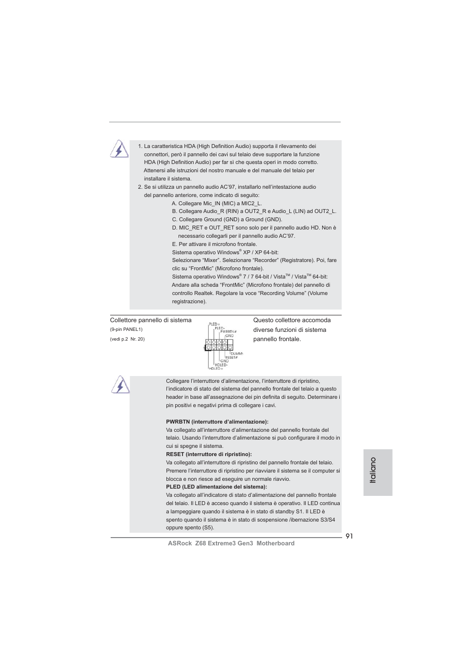 Italiano | ASRock Z68 Extreme3 Gen3 User Manual | Page 91 / 217