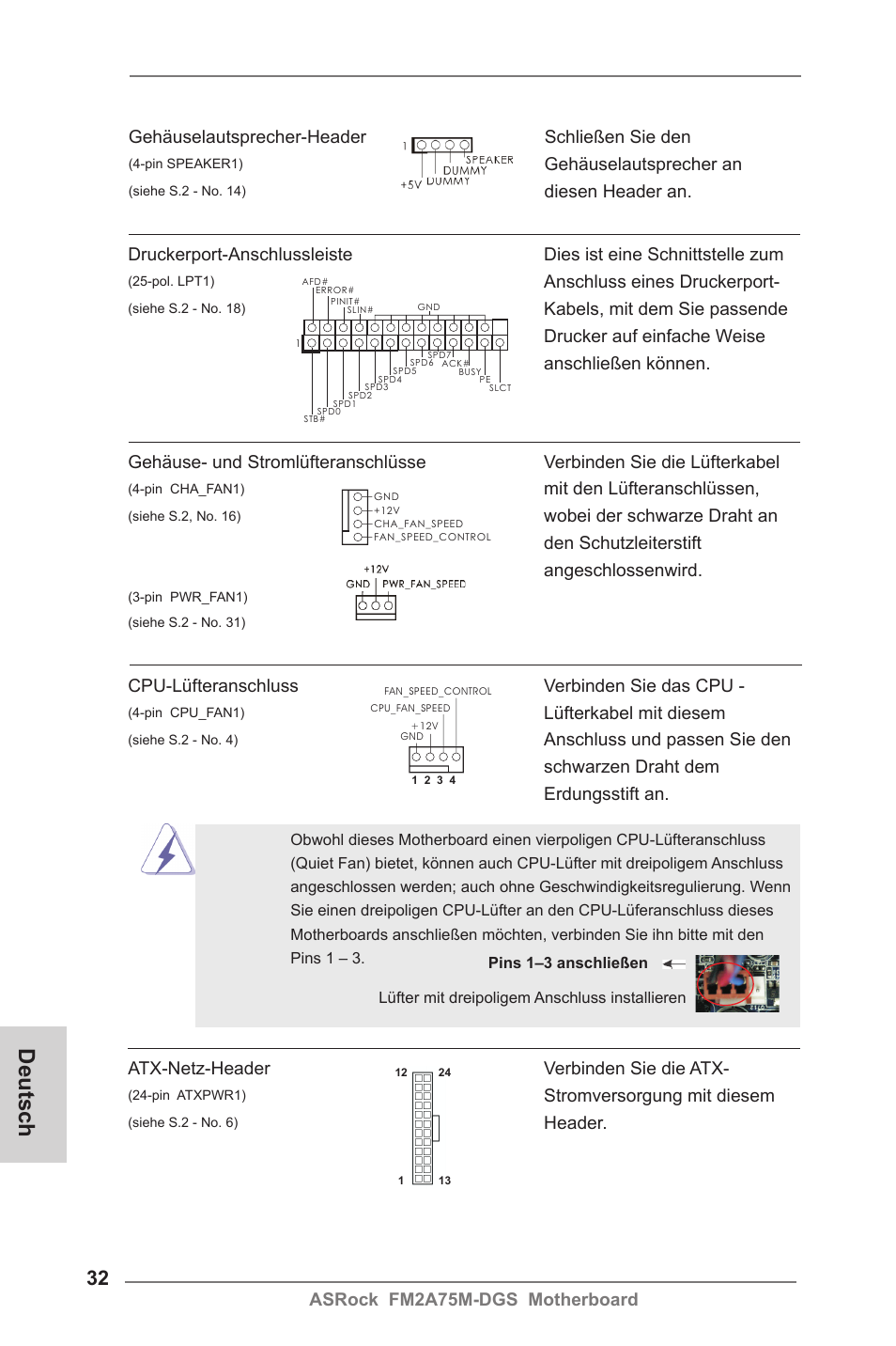 Deutsch | ASRock FM2A75M-DGS User Manual | Page 32 / 138