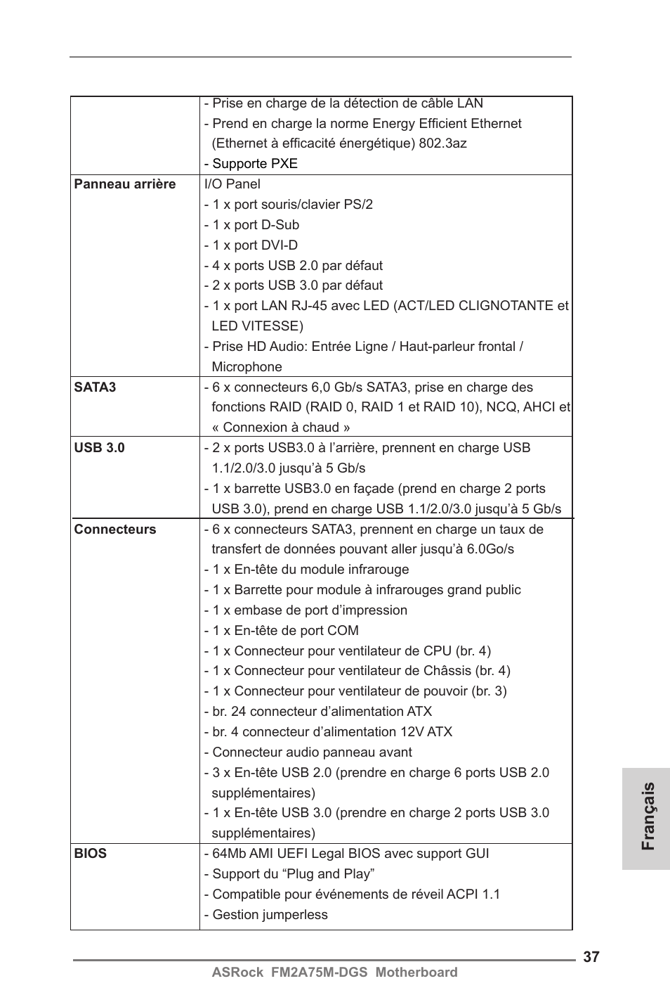 Français | ASRock FM2A75M-DGS User Manual | Page 37 / 138