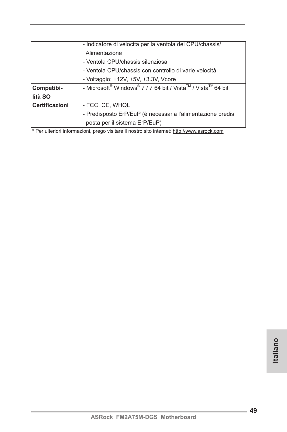 Italiano | ASRock FM2A75M-DGS User Manual | Page 49 / 138