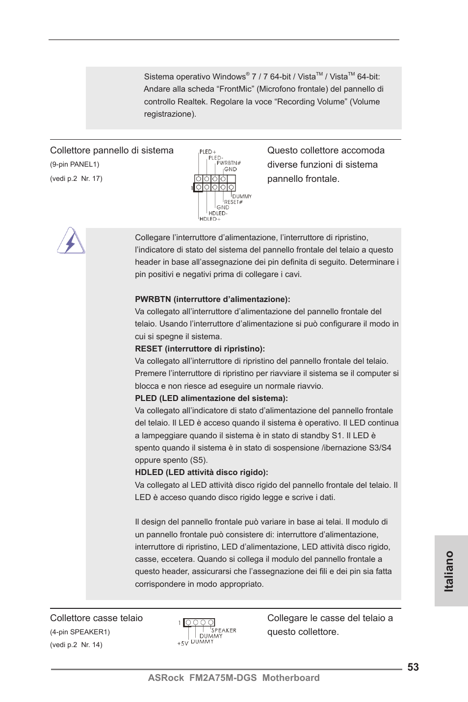 Italiano | ASRock FM2A75M-DGS User Manual | Page 53 / 138