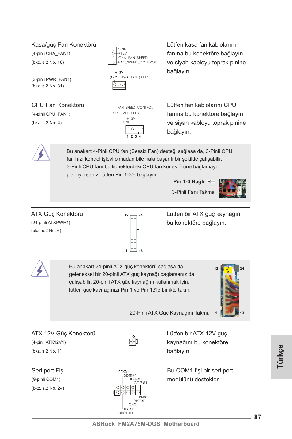 Türkçe | ASRock FM2A75M-DGS User Manual | Page 87 / 138