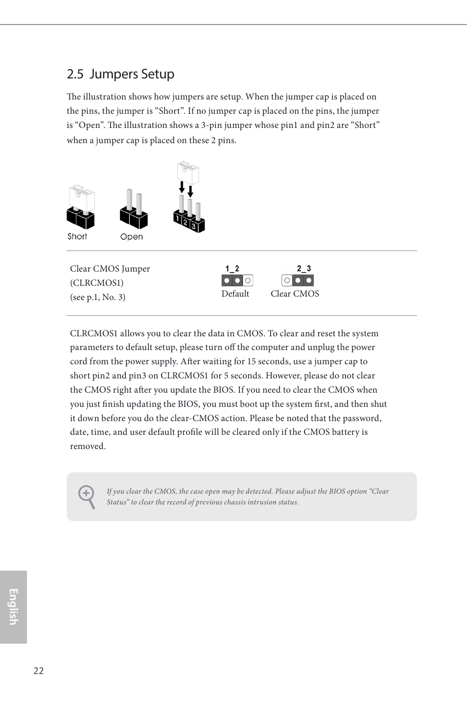 5 jumpers setup, English | ASRock H87M-ITX User Manual | Page 23 / 149