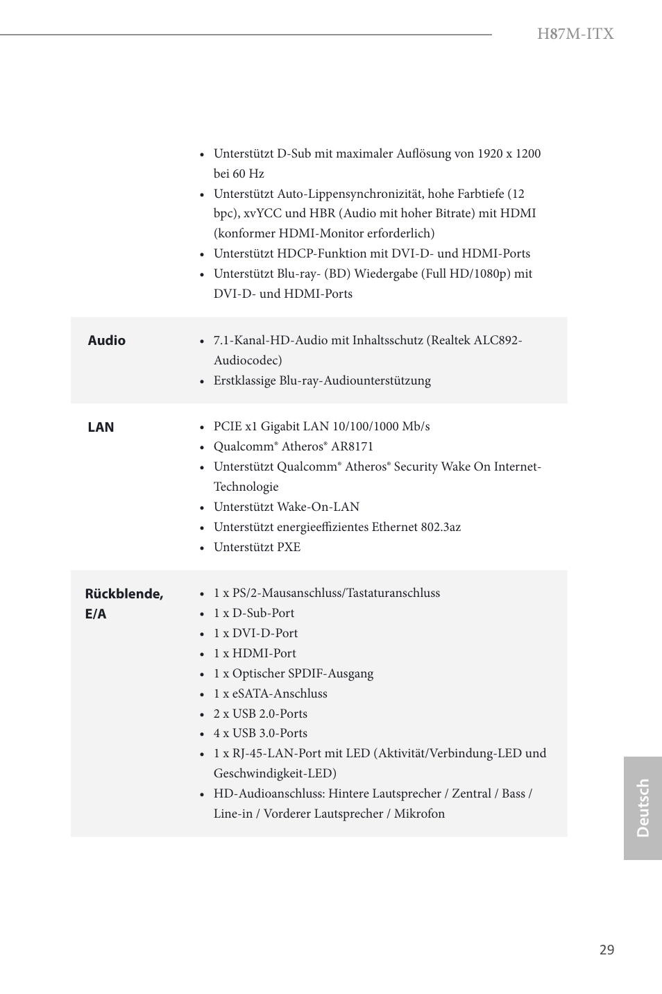 H 8 7m-itx, Deutsch | ASRock H87M-ITX User Manual | Page 30 / 149