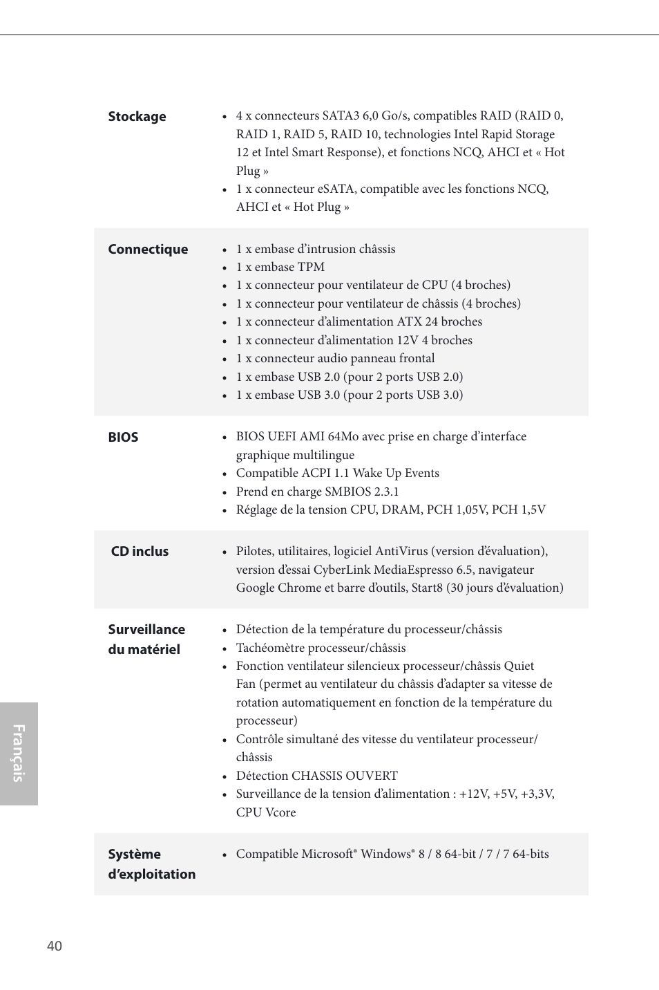 Fr ançais français | ASRock H87M-ITX User Manual | Page 41 / 149