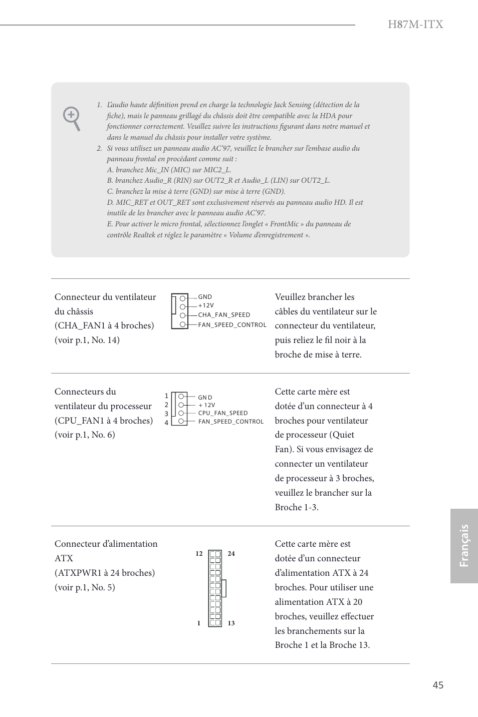 H 8 7m-itx, Fr ançais français | ASRock H87M-ITX User Manual | Page 46 / 149