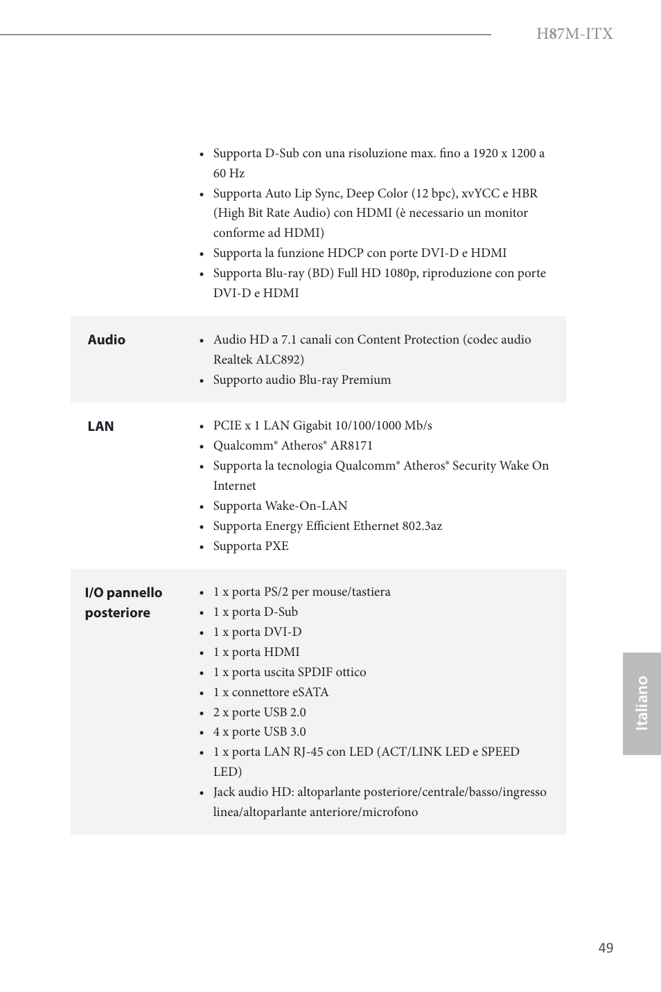 H 8 7m-itx, Italiano | ASRock H87M-ITX User Manual | Page 50 / 149