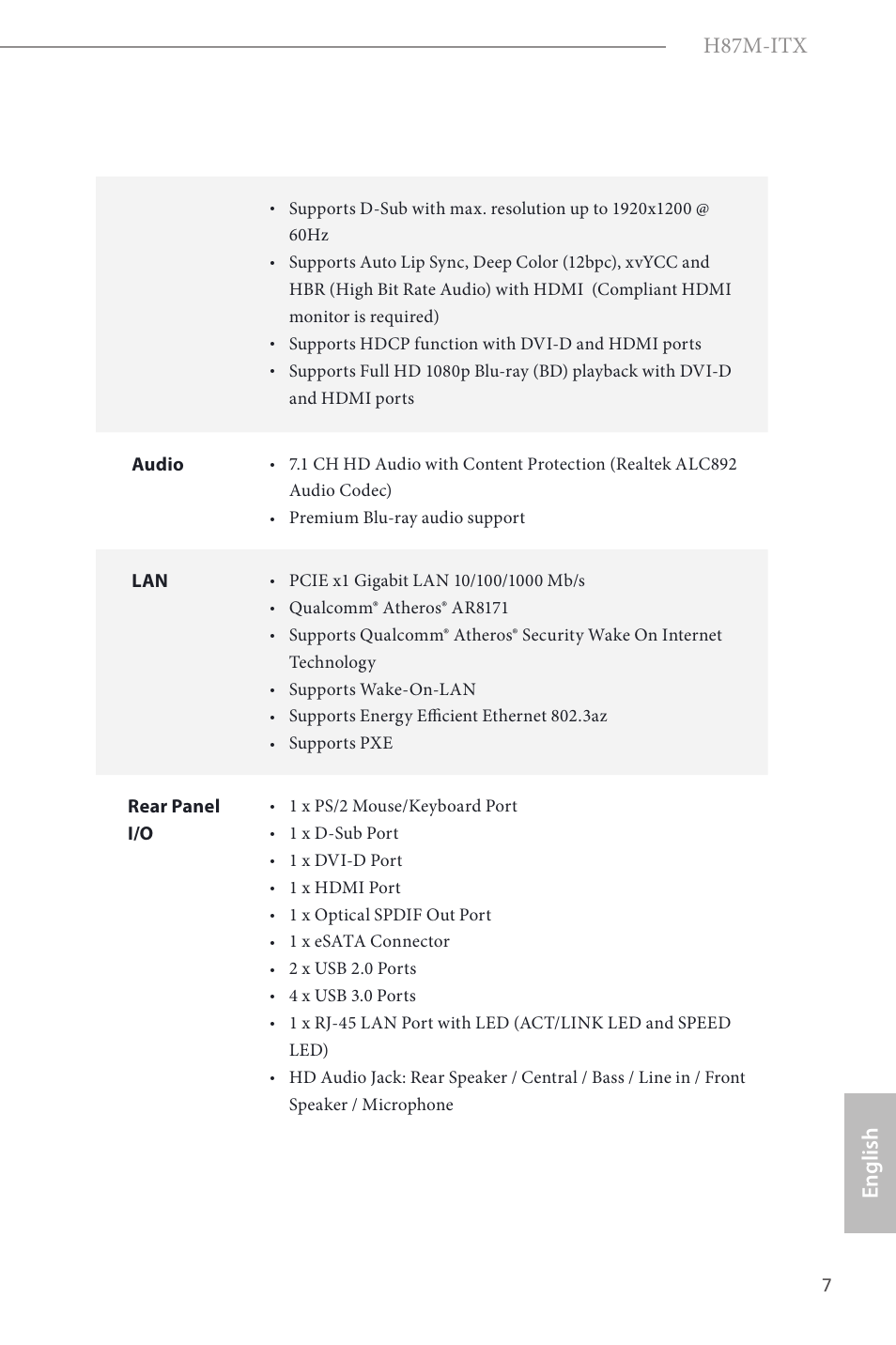 H87m-itx, English | ASRock H87M-ITX User Manual | Page 8 / 149