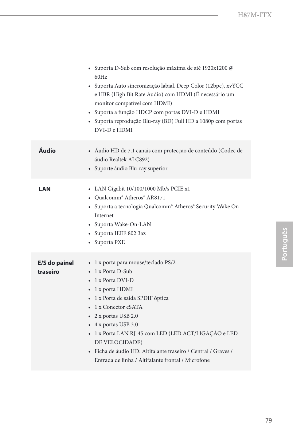 H 8 7m-itx, Por tuguês | ASRock H87M-ITX User Manual | Page 80 / 149