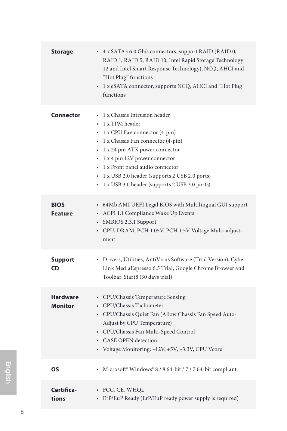English | ASRock H87M-ITX User Manual | Page 9 / 149
