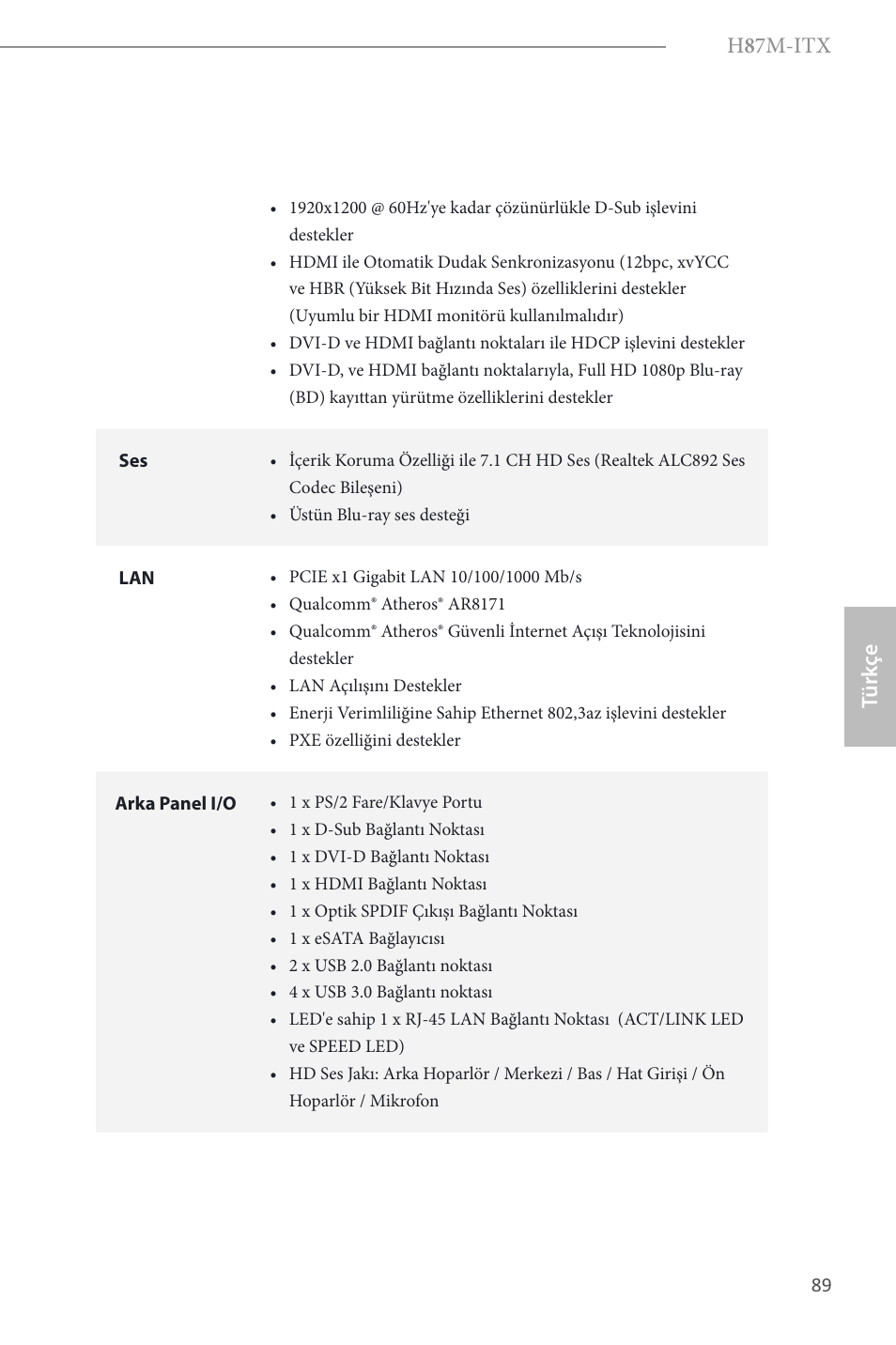 H 8 7m-itx, Türk çe | ASRock H87M-ITX User Manual | Page 90 / 149