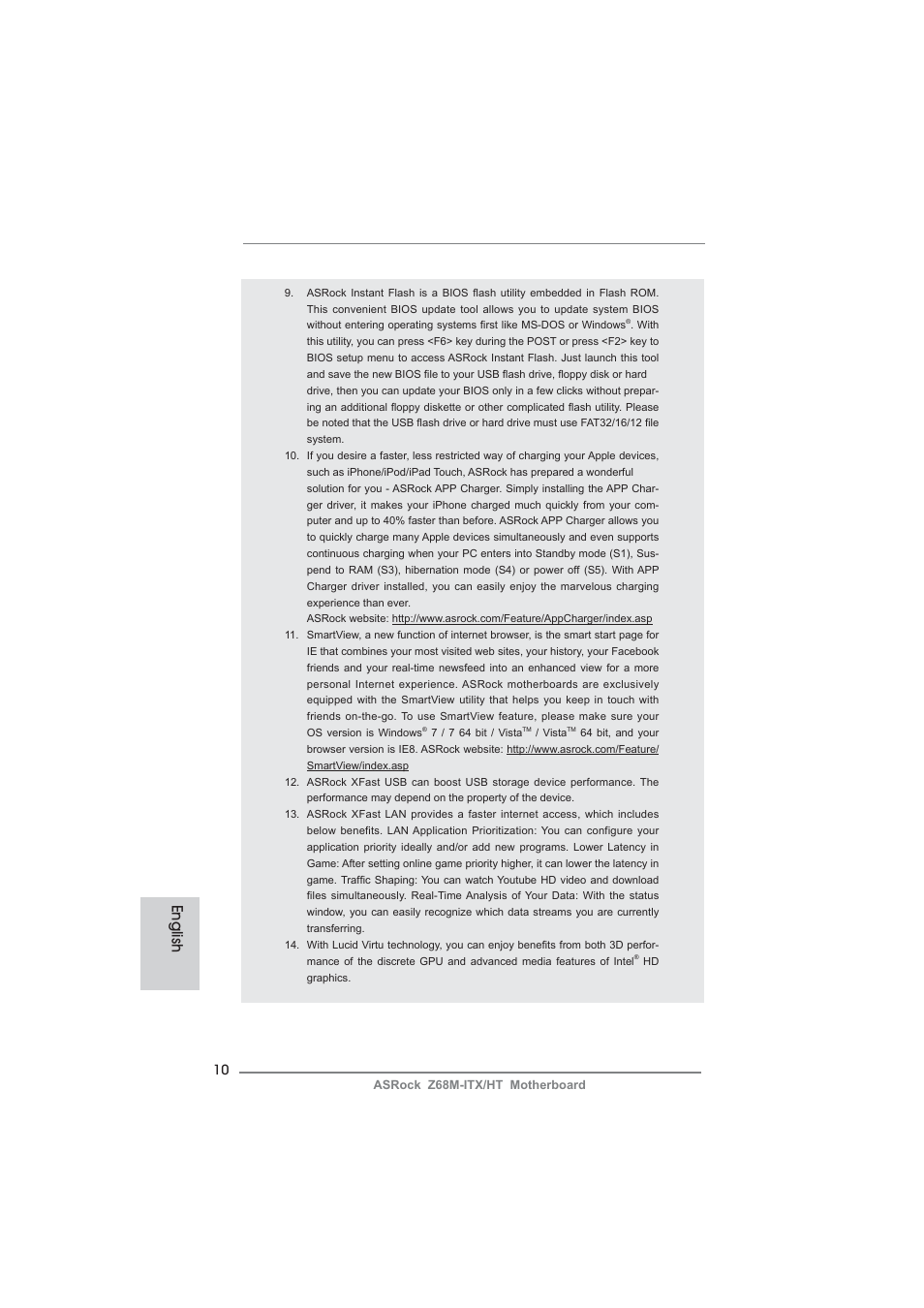 English | ASRock Z68M-ITX__HT User Manual | Page 10 / 154