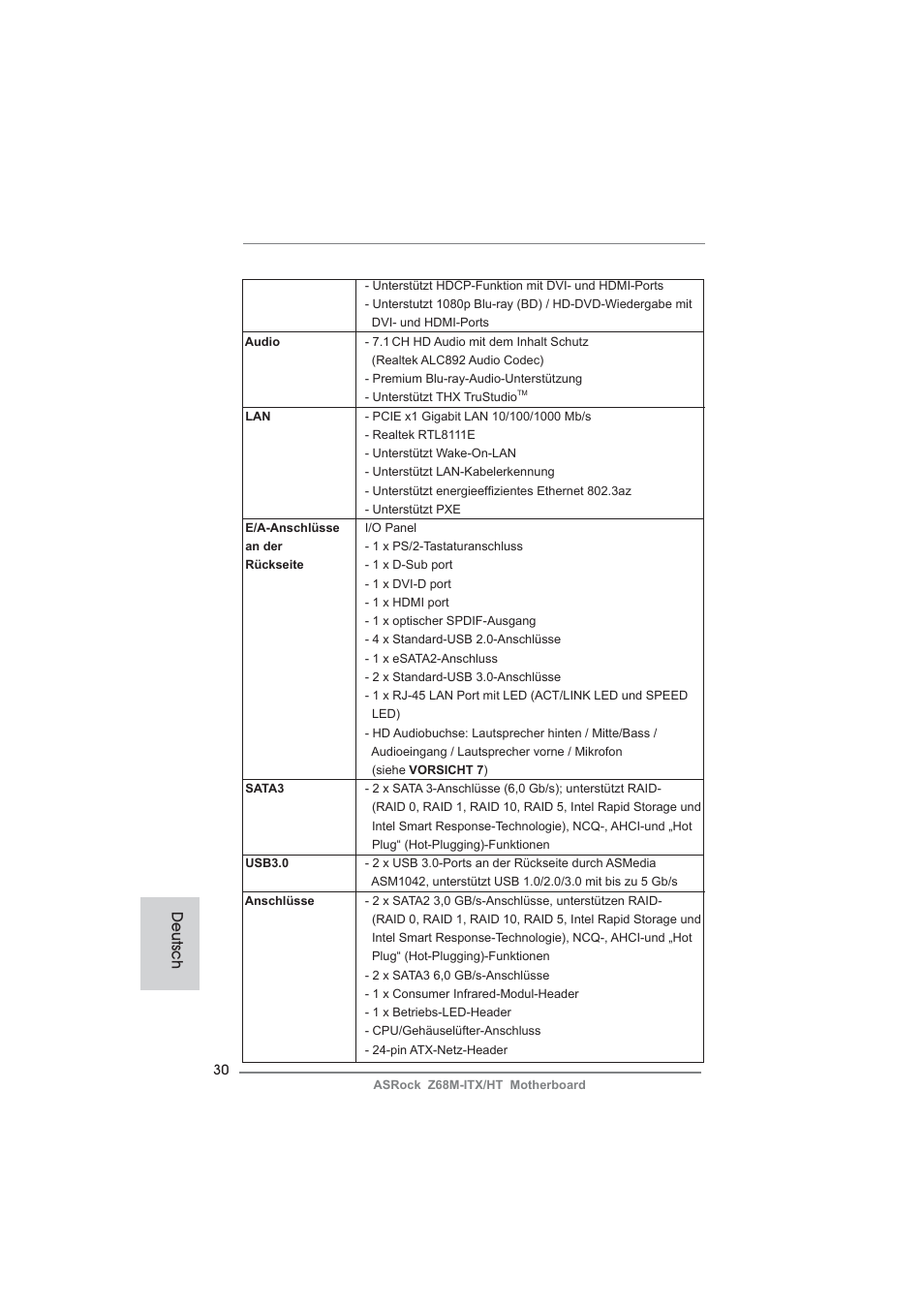 Deutsch | ASRock Z68M-ITX__HT User Manual | Page 30 / 154