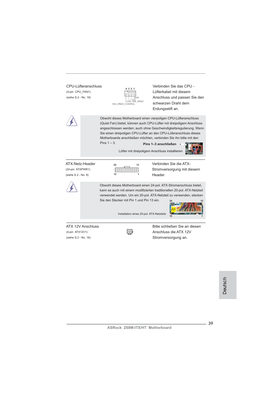 Deutsch | ASRock Z68M-ITX__HT User Manual | Page 39 / 154