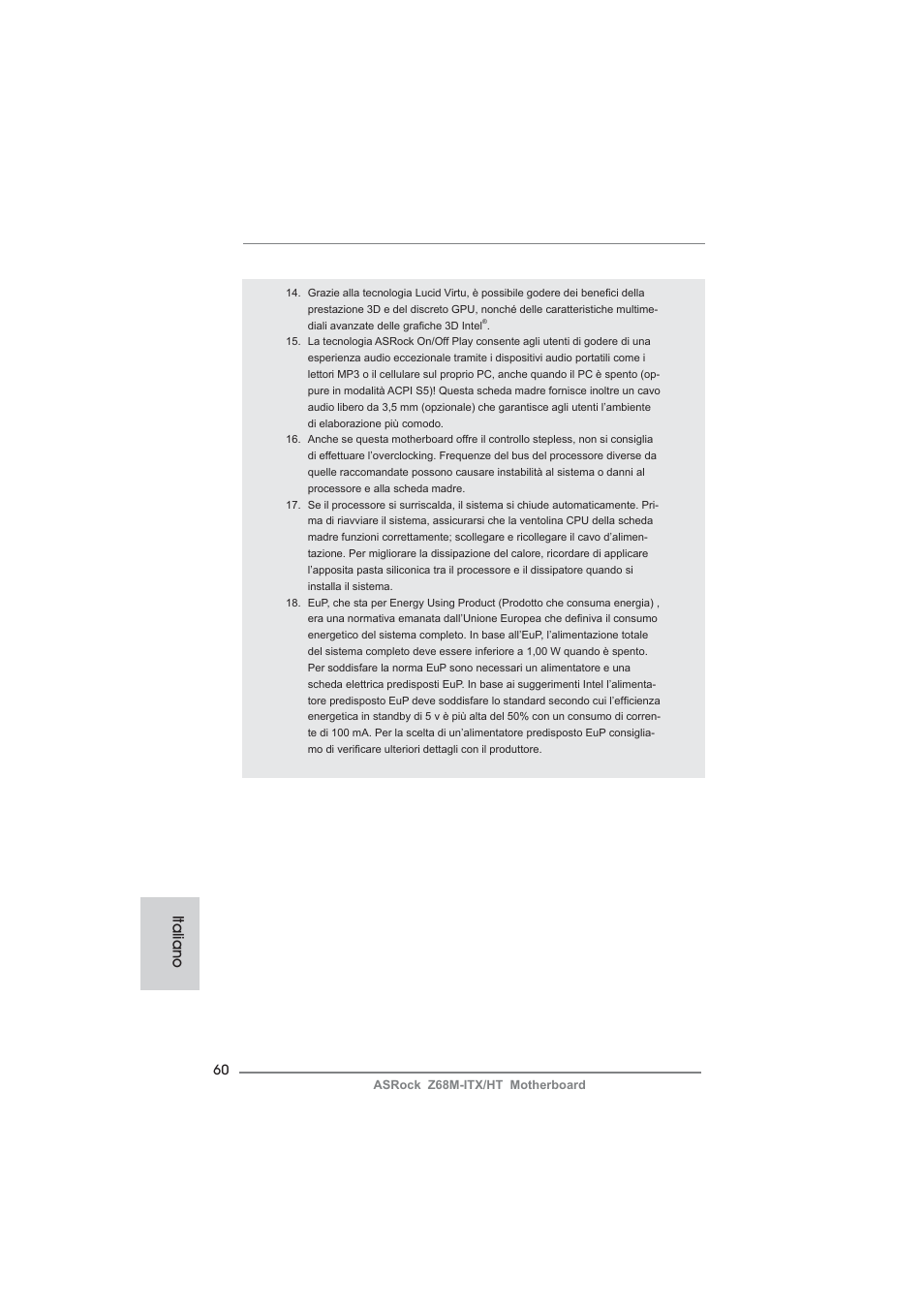 Italiano | ASRock Z68M-ITX__HT User Manual | Page 60 / 154