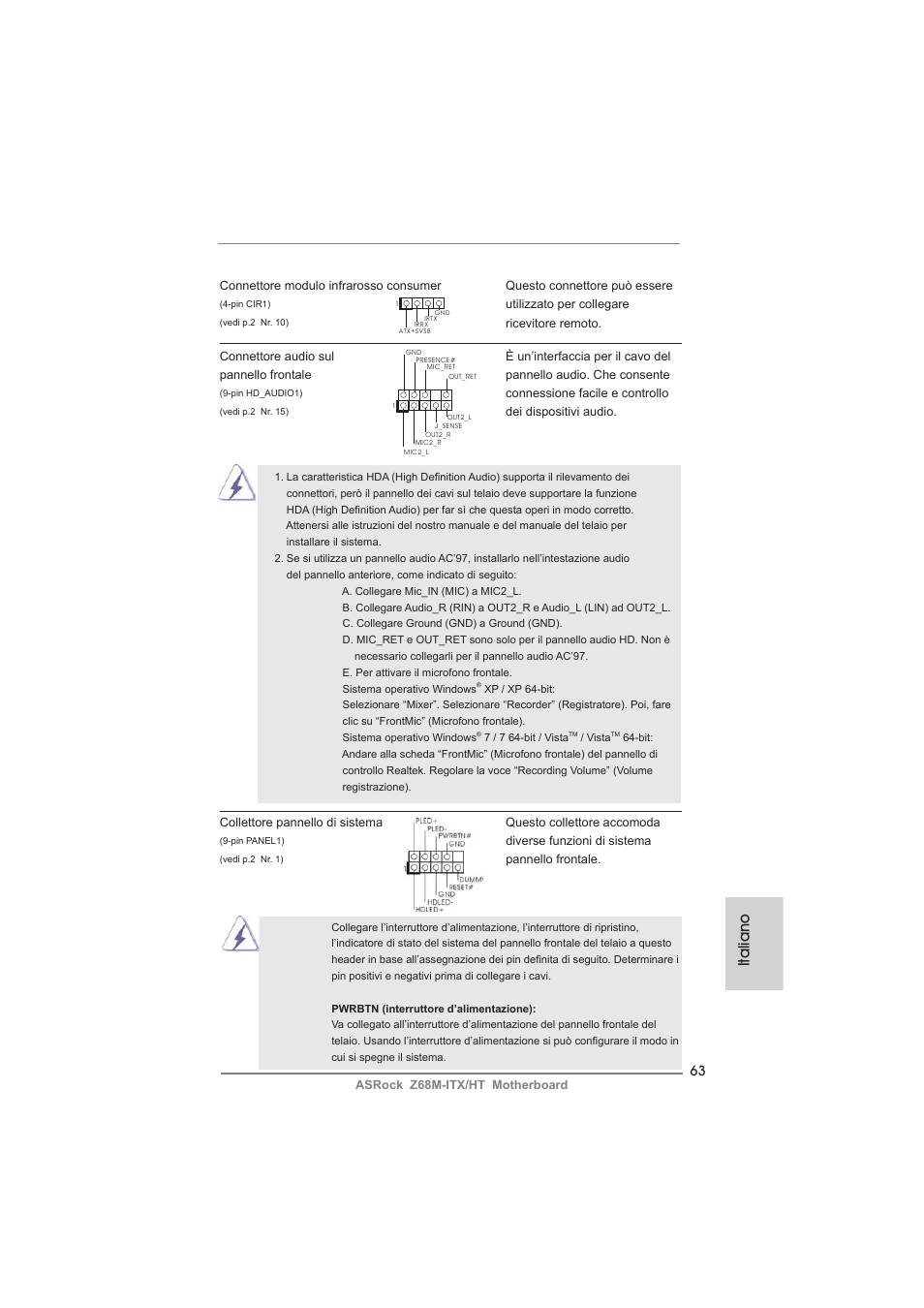 Italiano | ASRock Z68M-ITX__HT User Manual | Page 63 / 154