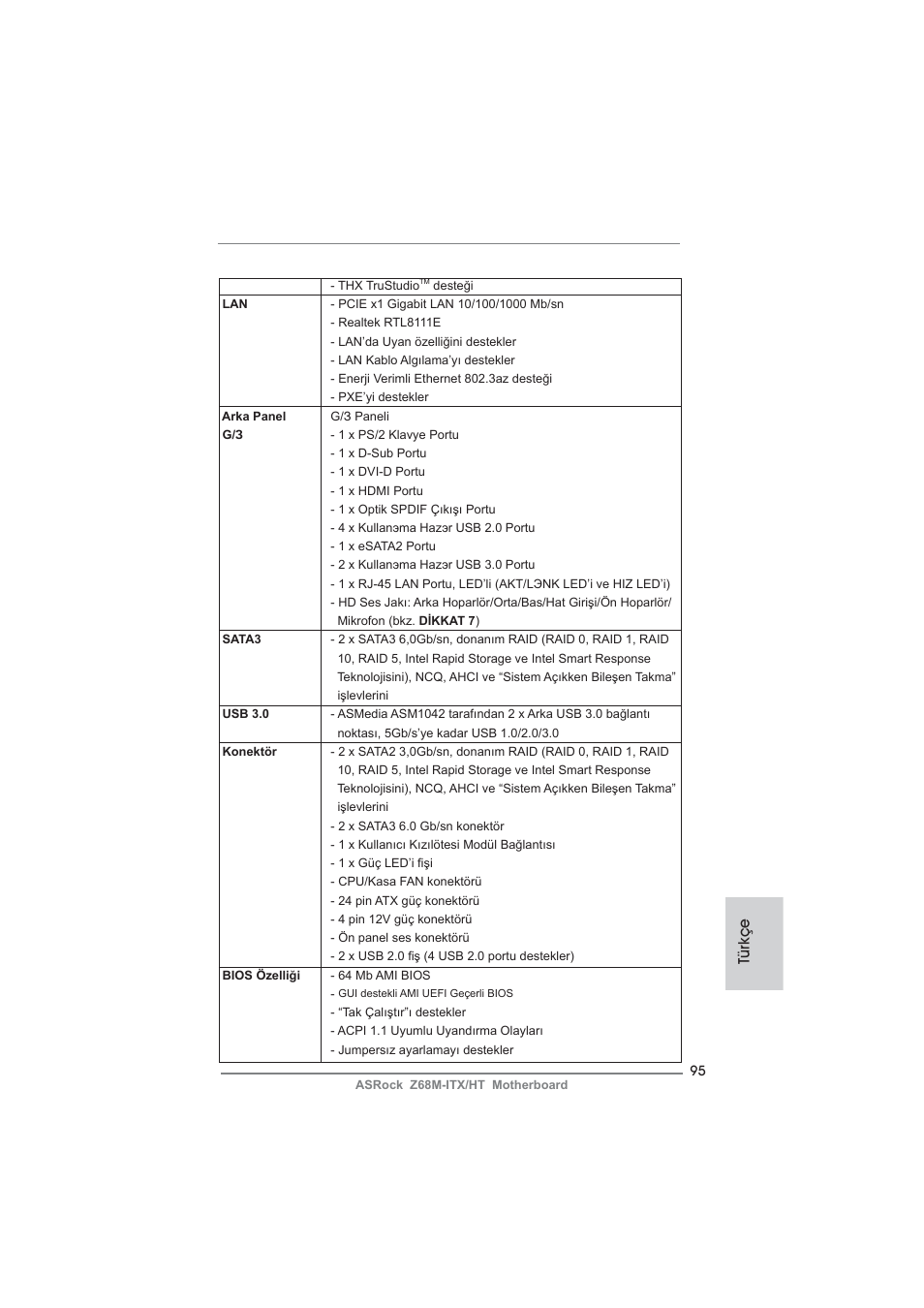 Türkçe | ASRock Z68M-ITX__HT User Manual | Page 95 / 154
